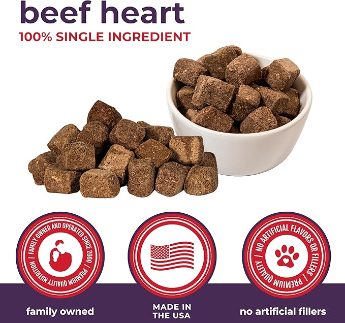 Momentum Carnivore Nutrition Freeze-Dried Beef Heart Dog Treats & Cat Treats – Single-Ingredient, High-Protein, Grain-Free – Made in USA – 3 oz Bag