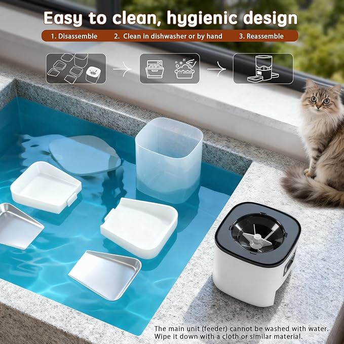 Automatic Cat Feeder with Dual HD Cameras for 2 Cats, 5G/2.4G WiFi Smart Pet Feeder with Night Vision, APP Control, Portion & Schedule Feeding, Multi-Pet Auto Food Dispenser-6L
