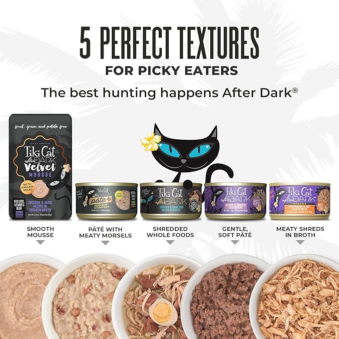 Tiki Cat After Dark Shreds Wet Cat Food, Venison & Beef Liver, 3 oz. Can (12 Count)