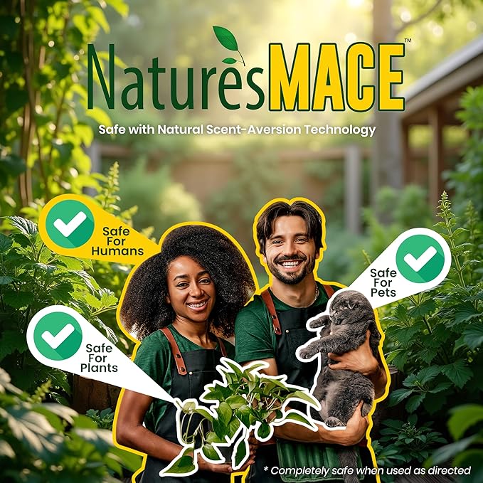 Nature's MACE Cat Mace Cat Repellent, Training Liquid Deterrent Tool, Makes 16 Gallons, Keep Out of Lawn & Garden, Large Areas, Outdoor & Indoor Use, Yards, Landscaped, Plants, 1 Gallon Concentrate