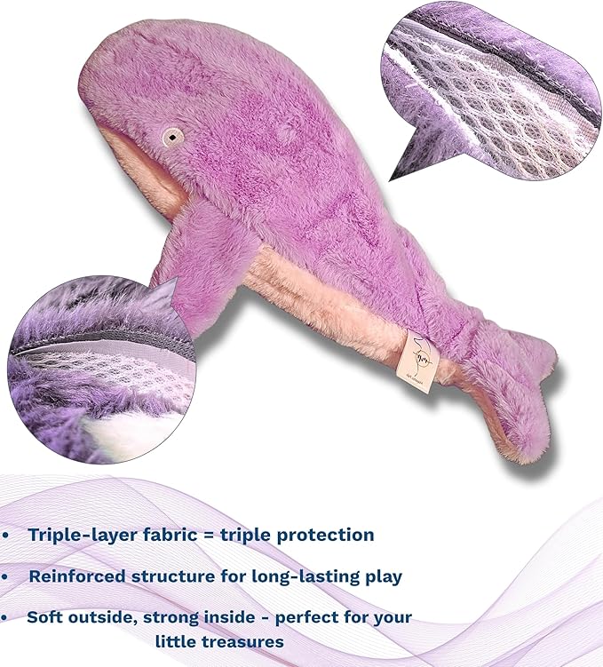 Crinkle Dog Toy – No stuffing Squeaky Dog Toy for Small Medium & Large Breeds, Interactive Tough Toy Set - Ideal for Chewing Teething & Fetch Durable Pet-Safe Materials - Soft Pink/Purple Plush, Large