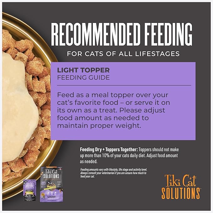 Tiki Cat Solutions Topper, Light, Chicken & Turkey Recipe in Broth, 1.5 oz. Pouch (12 Pack)
