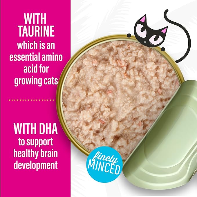 Tiki Cat Baby Pate Wet Cat Food for Kittens, Chicken, Tuna & Chicken Liver, 2.4 oz. Can (12 Count)