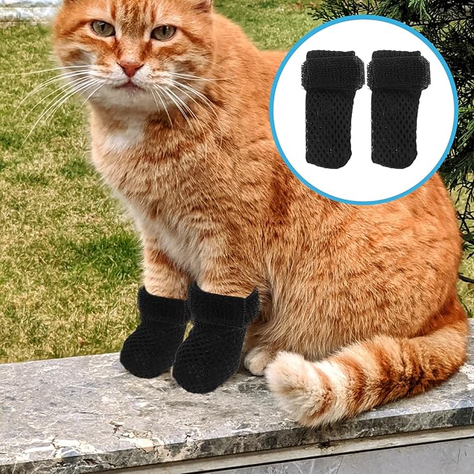 Adjustable Cat Foot Muffs Protective Paw Covers Cat Shoes Claw Caps for Cats Anti-Scratch Comfortable Fit for Feeding Medicine Grooming