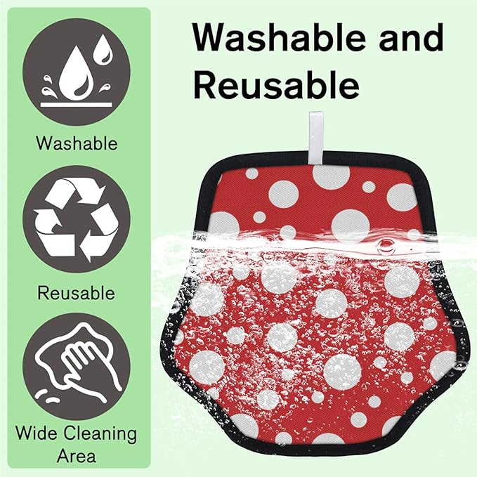 Round Dots Print Electrostatic Pet Hair Removal Glove for Cats & Dogs - Reusable Grooming Mitt for Couch, Carpet, Car Seat & Laundry - Large 9x9 Inch