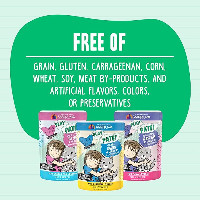 Weruva B.F.F. Play - Best Feline Friend Paté Lovers, Aw Yeah!, Tuna & Salmon Shhh... with Tuna & Salmon, 3oz Pouch (Pack of 12)