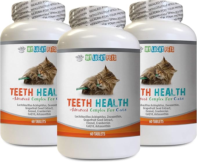 cat Bad Breathe - CAT Teeth Health Formula - Gum and Oral Care - Immune Booster - Advanced Complex - cat Hair Vitamin - 3 Bottles (180 Tablets)