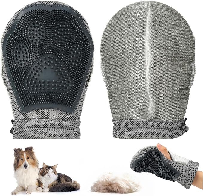 Cat Hair Remover Glove,Kitten Hair Removal Grooming - Double-Sided Puppy Grooming Mittens | for Carpet Couch Clothing Bedding Furniture Indoor Home Car Camping Salon