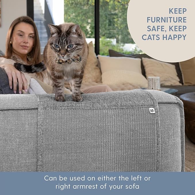 The Cat Ladies Cat Scratch Furniture Protector Mat - Couch Protector from Claws - Anti Scratch Furniture Protectors from Cats Scratching - Sisal Scratcher Pad - Grey