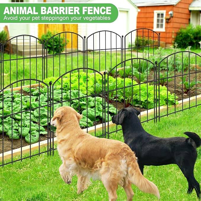 Decorative Garden Fence 17in x 20ft, 20 Pack Rustproof Metal Animal Barrier Fence, Arched Flower Bed Edge Decorative Rabbit and Dog Ground Defense No-Dig Fence for Patio Patio Outdoor