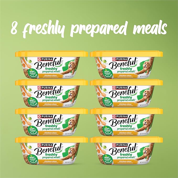 Purina Beneful Wet Dog Food Freshly Prepared Meals Chicken Stew with Rice, Carrots, Peas, and Barley - (Pack of 8) 10 oz. Tubs