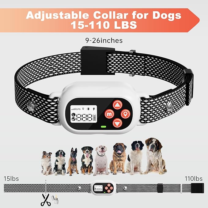 GPS Wireless Electric Dog Fence System Pet Collar for Dogs with 3 Warning Modes Radius 25-999 Yards Waterproof & Rechargeable Receiver Containment Outdoor