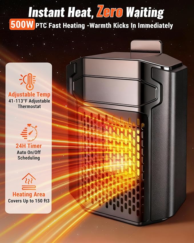 PETNF Dog House Heater with Thermostat & WiFi App Control 2026, 45–113°F, 24H Timer, 500W Fast Heating Outdoor Pet House Warmer, Safe Anti-Chew Cord, Waterproof for Dogs, Cats & Chicken Coops