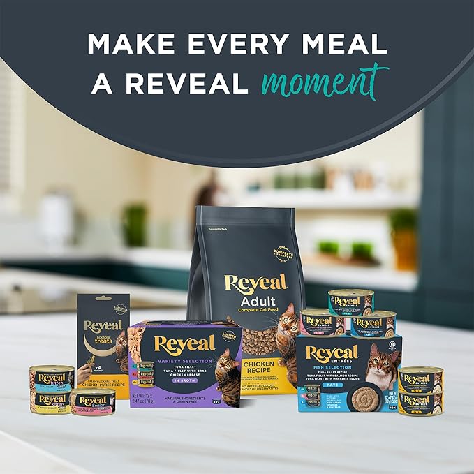 Reveal Natural Wet Canned Cat Food,Limited and Natural Ingredients,Grain Free,High Protein with No Artificial Additives,Tuna in Gravy (2.47 oz Cans),(Pack of 48)