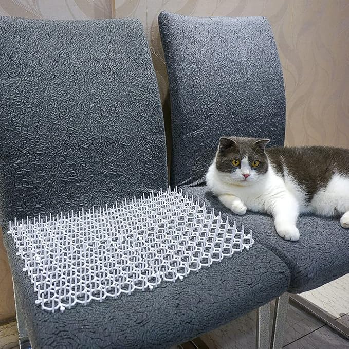 Ley's Cat Deterrent Mat, Indoor Cat Scat Mat, Cat Scratch Deterrent with Spikes, Garden Fence Animal Barrier 24 Pack/Set