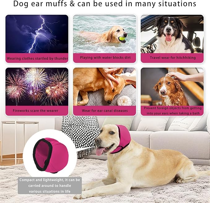 Peiiwdc Dog Ear Covers Earmuffs Hearing Protections for Pet Wrap for Grooming Bathing Blowing Drying Supplies Dog Protections Noise Cancelling