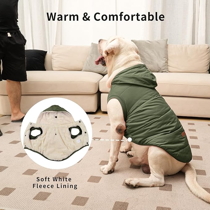 Fleece Lining Extra Warm Dog Hoodie in Winter,Small Dog Jacket Puppy Coats with Hooded Green XS