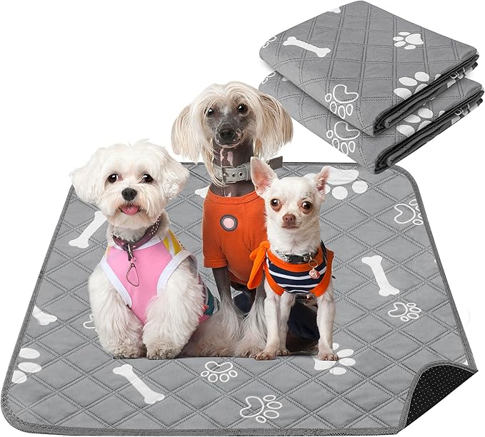 PatiencET Washable Pee Pads for Dogs, 24'' x 36" Reusable Puppy Pads with Super Absorbent, 2 Pack Puppy Potty Pads with Waterproof Bottom for Pet Training, Housebreaking and Incontinence