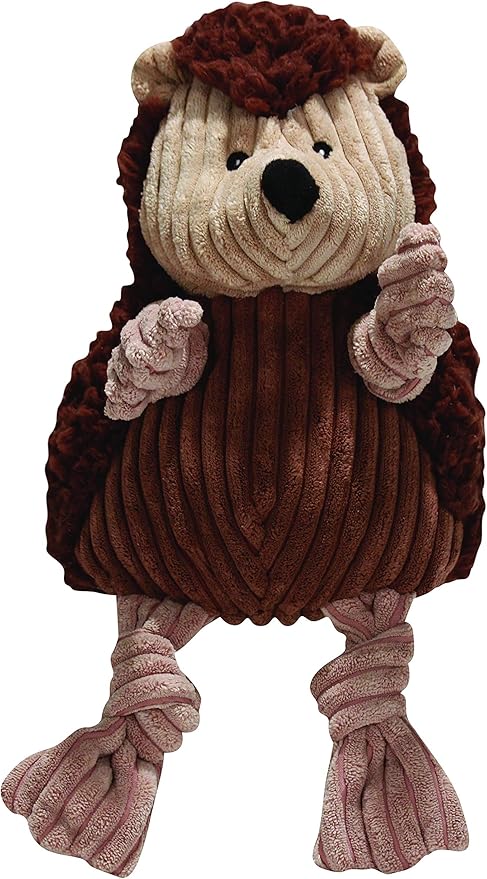 HuggleHounds Knottie Plush Dog Toy - Dog Stuffed Animal Toy, Puppy Toys, Squeaky Dog Toy for Small, Medium & Large Dogs, Soft Fleece, Durable Plush to Keep Them Busy - Henry Hedgehog, Large