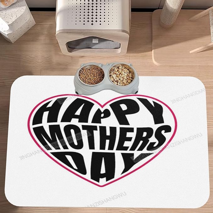 Pet Feeding Mat Absorbent Dog Mat for Food and Water Bowl Dog Accessories Happy Mother's Day Art Gift for Mom Fs Pet Supplies Dogs Quick Dry Cat Water Dispenser Mats 24x16In