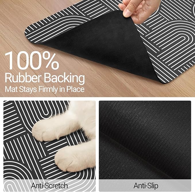 Dog Food Mat, Absorbent Waterproof Non-Slip Pet Cat Bowl Feeding Mat for Food & Water Pet Supplies 16 * 24"