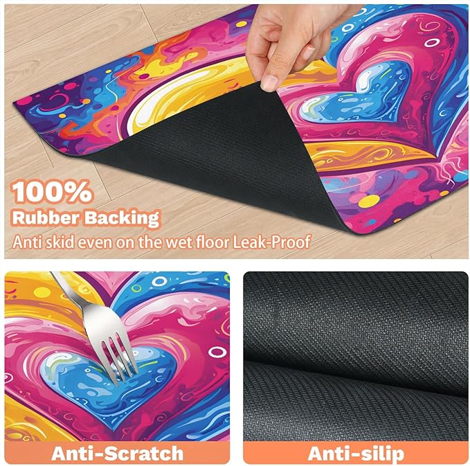 Love Dog Food Mat for Floors Absorbent, Quick Dry Water Dispenser Mat for Food, Water, Pet Supplies 24" x 32", Valentines