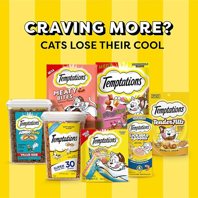 Temptations Classic Soft Cat Treats, Hearty Beef Flavor, Crunchy Cat Treats, 6.3 oz. Pouch (Pack of 10)