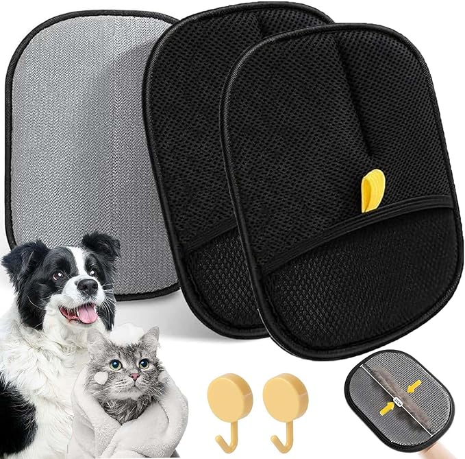 Upgrade Electrostatic Gloves Pet Hair, Reusable Pet Hair Remover Electrostatic Gloves, Pet Hair Remover Mitt with Static Charge for Dogs & Cats, for Furniture, Clothes, Bedding (2PCS,B)