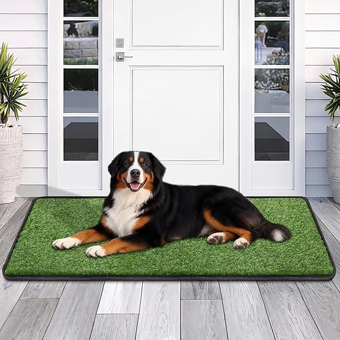 Artificial Grass Mat, Dog Grass Pee Pads, Fake Grass Pad for Pets Potty Training, Soft Grass Pad Rug, Grass Doormat with Drainage Holes, Pet Turf for Indoor Outdoor Use, Washable(19.7"*55.1")