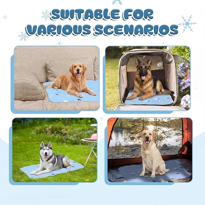 Nuanchu Dog Stroller Cooling Mat Waterproof Outdoor Pet Cooling Mat Washable Summer Cat Sleeping Blanket for Pet Stroller(23.62 x 35.43 Inches,Sky Blue Bear)