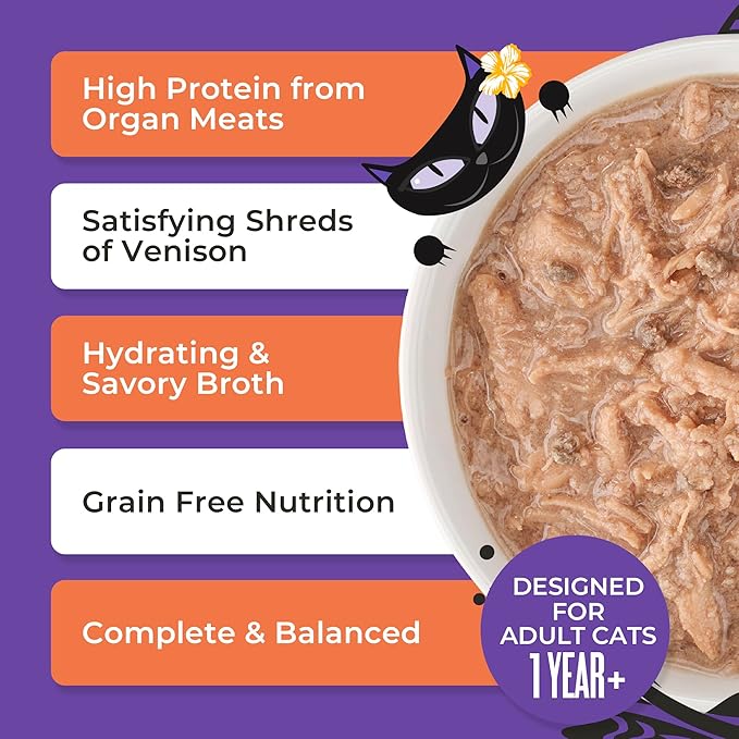 Tiki Cat After Dark Shreds Wet Cat Food, Venison & Beef Liver, 3 oz. Can (12 Count)