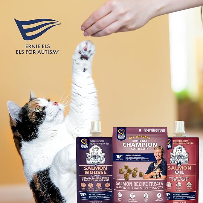 Ernie Els Premium Soft Cat Treats, Oil and Supplement Bundle: Salmon Treats, Salmon Mousse Topper and Salmon Oil Supplement, (Pack of 3)