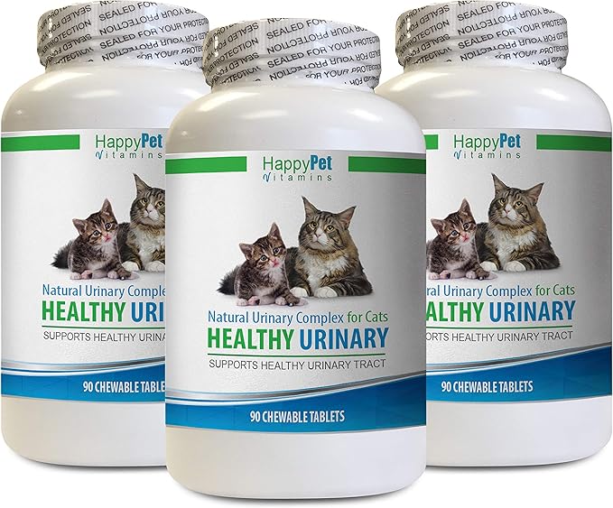 cat UTI Pills - CAT Healthy Urinary Complex - UTI Solution - Natural Formula - Anti INFLAMMATORY - Juniper Berry for Cats - 3 Bottles (270 Tablets)