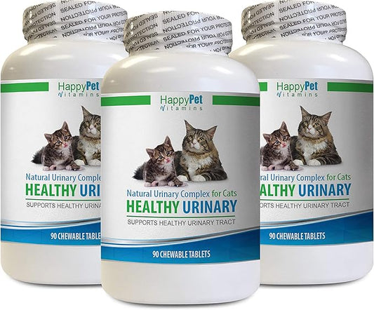 cat UTI Pills - CAT Healthy Urinary Complex - UTI Solution - Natural Formula - Anti INFLAMMATORY - Juniper Berry for Cats - 3 Bottles (270 Tablets)