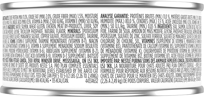 Purina Pro Plan Gravy Wet Cat Food,Complete Essentials Salmon Entree in Sauce - 5.5 oz. Cans,(Pack of 48)
