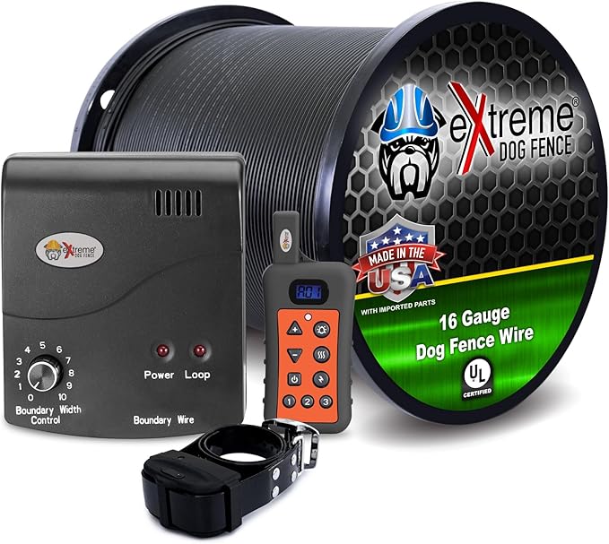 Electric Dog Fence + Remote Trainer - 1 Dog / 1000' of 16 Gauge Underground Dog Fence Wire (Up to 1 Acre) - Dual Solution to Contain and Train Your Dog(s) with a Single Collar