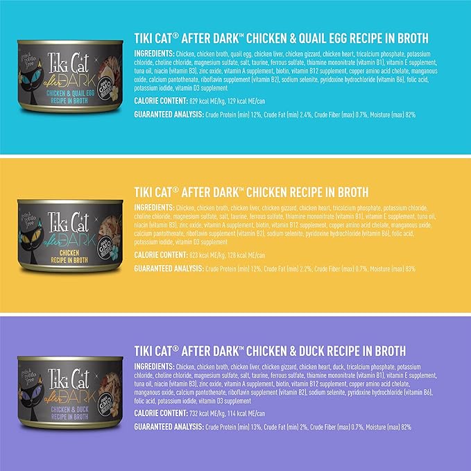 Tiki Cat After Dark, Variety Pack, High-Protein and 100% Non-GMO Ingredients, Wet Cat Food for Adult Cats, 5.5 oz. Can (8 Count)
