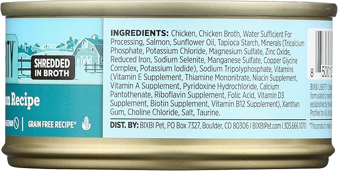 BIXBI Liberty Canned Wet Cat Food - Grain Free, Chicken and Salmon Recipe in Broth, 2.75 Ounce (Pack of 24)