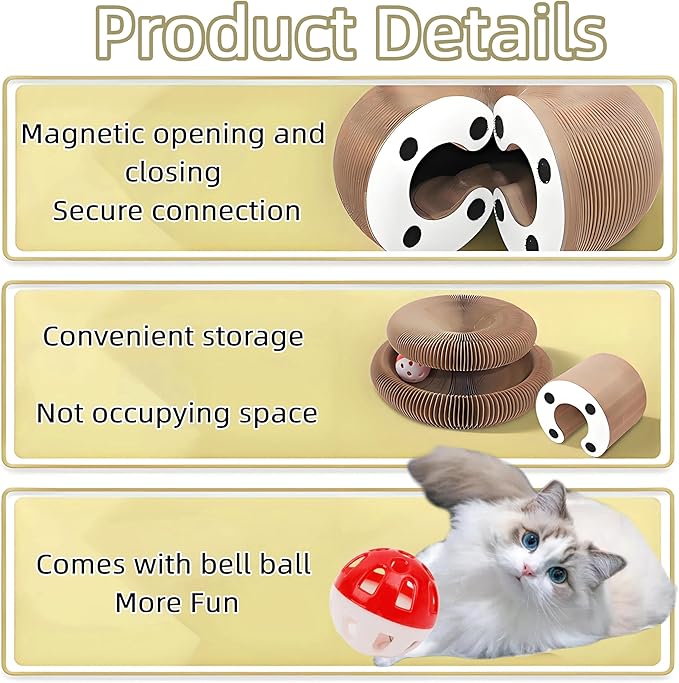 2026 New Kitty Kurl Cat Toy Scratcher,Cat Scratching Post,Interactive Magic Organ Cat Scratcher for Indoor Bored Cats,Cardboard Scratch Pad with Ball