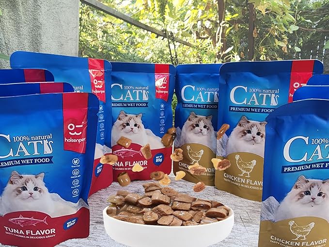 Cats Premium Wet Food 85g Pouch — Moist, Soft Cat Food Mixer, Topper and Rotational Meal (10-Pack, 5 x Chicken and 5 x Tuna)