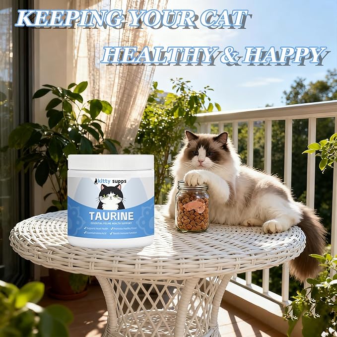 Taurine，Kitty supps Taurine Powder for Cats,Boost Energy & Vitality,Mix in Food, Water-Soluble,with Dosing Spoon (1)