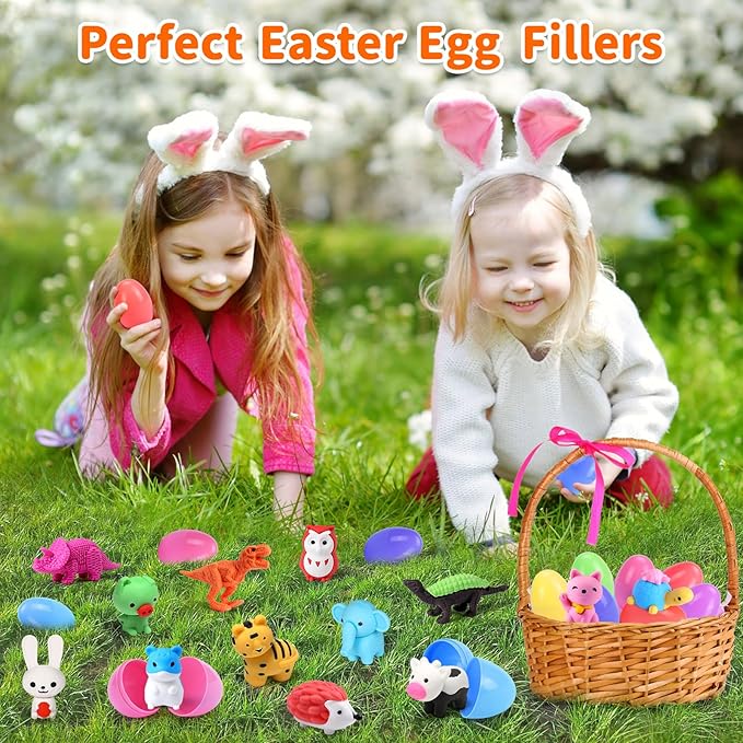 40 Pack Animal Erasers for Kids Bulk Desk Pets Classroom Prizes Treasure Box Toys for Classroom Supplies, 3D Puzzle Mini Erasers Pencil Eraser Back to School Supplies for Kids Party Favors (Random)