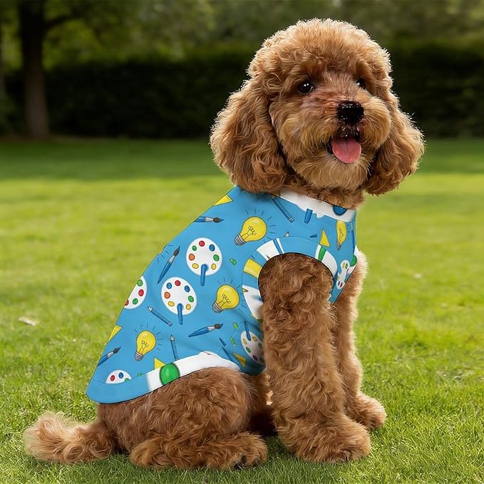 Dog Shirts for Small Dogs & Cats Art Supplies Cute Blue Breathable Sleeveless Summer Cooling Vest, Sun Protection Pet Clothes for Outdoor Play Hot Weather, Medium