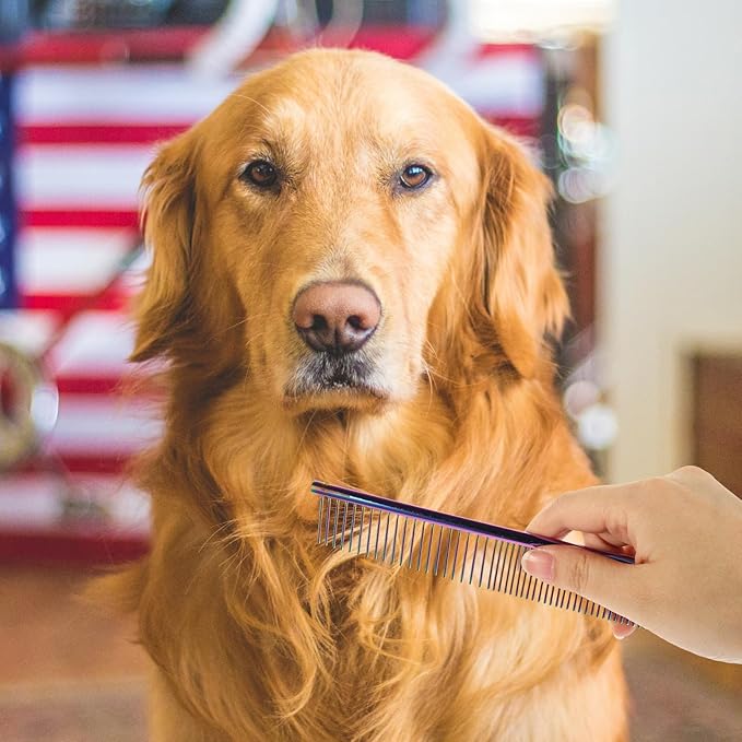 Kichvoe 3pcs Multi-function Pet Comb Set with Wear-resistant Stainless Steel Teeth, Lightweight Aluminum Dematting Combs for Dogs and Cats, Portable Grooming Tools for Puppy and Cat Hair
