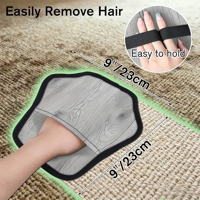 Reusable Pet Hair Removal Glove Retro Wood Grain Magic Brush for Cat & Dog Hair Remover for Car, Sofa, Bedding, Clothes - 9x9 Mitt Washable