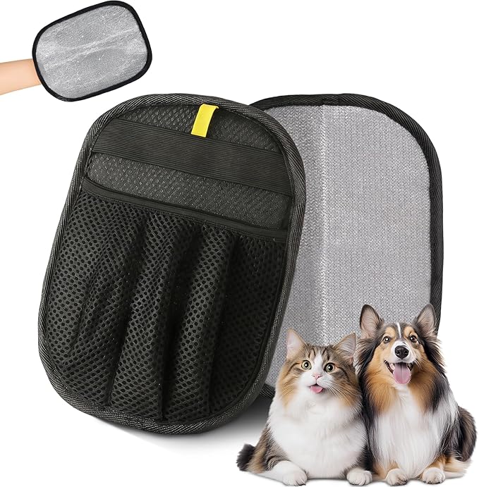 Upgraded Five-Finger Electrostatic Pet Hair Gloves, Pet Hair Removal Gloves for Cats and Dogs, Reusable Quick Cleaning Tool for Couch, Carpet, Car Seat, Laundry & Clothing