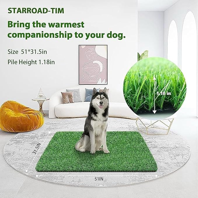 Artificial Grass Rug Turf for Dogs Indoor Outdoor Fake Grass for Dogs Potty Training Area Patio Lawn Decoration (51 x 31.5 Inch (Pack of 1))