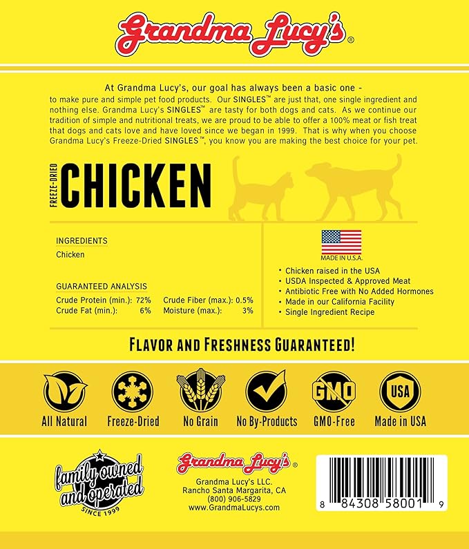 Grandma Lucy's - Singles Chicken Pet Treats – 3.5Oz, yellow, 4 Ounce (Pack of 1)