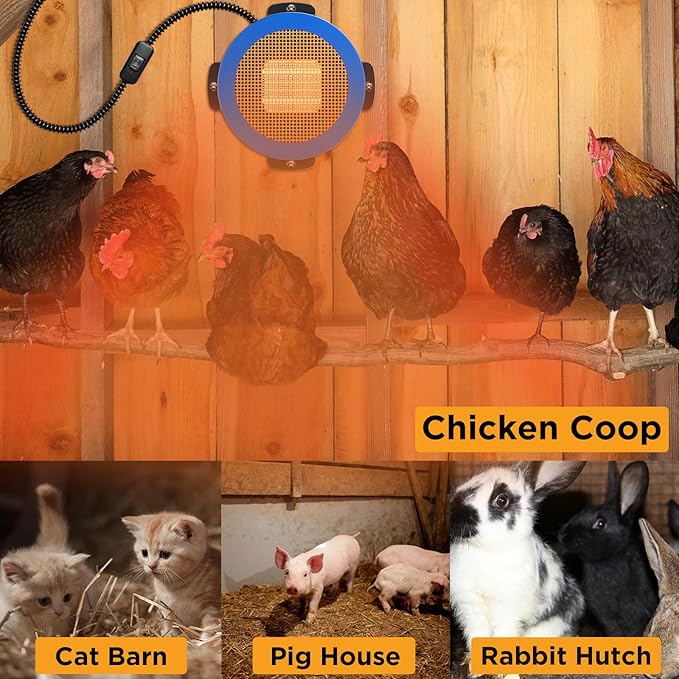 TURBRO Neighborhood Dog House Heater 400W, Wall Mount, 10ft Anti Bite Cord, Waterproof Control, Overheat Protection, Electric Warmer for Hound Kennel Cat Cage Chicken Coop, UL Test Passed, Blue