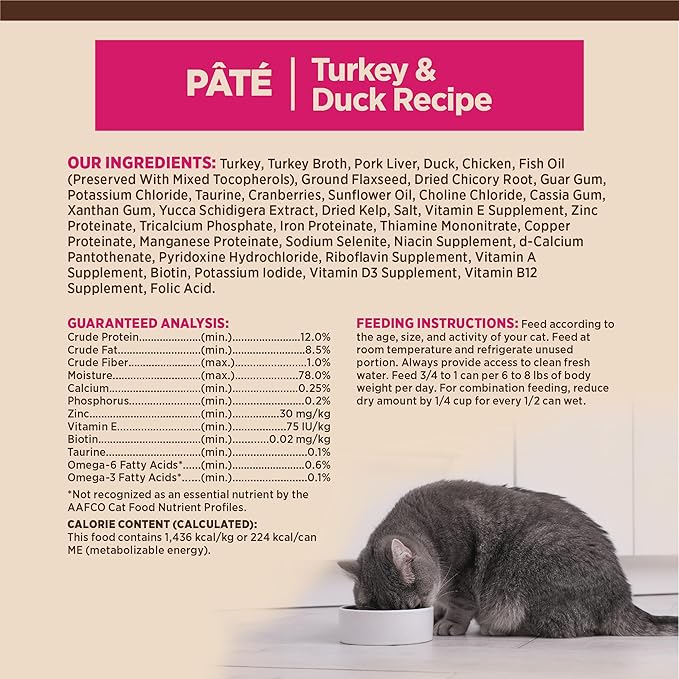 Wellness CORE Pate Adult Wet Cat Food, Natural, Protein-Rich, Grain Free, 5.5 Ounce, 24 Pack (Turkey & Duck)